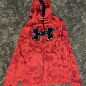 Under Armour Red and Black Pullover Hoodie with Gray Trim